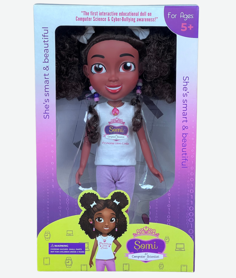 Smart Bundle Kit: STEM Storybook with 14-inch Somi the Computer Scientist Interactive Doll