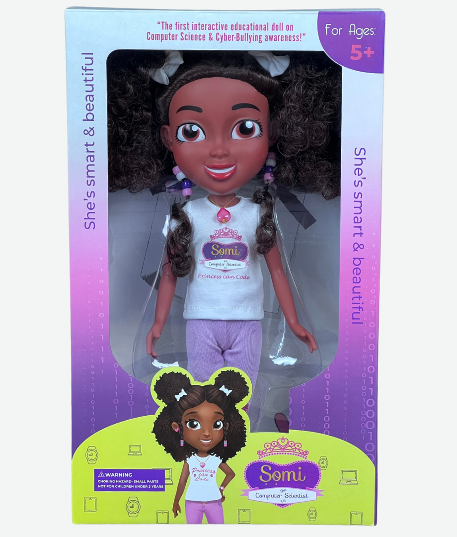 Super-Smart Bundle Kit: STEM Books with 14-inch Somi the Computer Scientist Interactive Doll